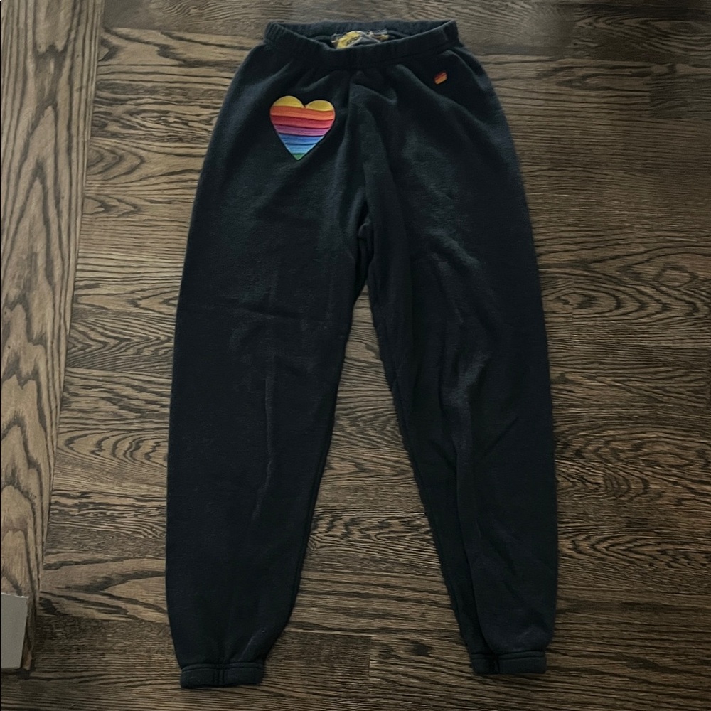 Aviator Nation Rainbow Heart Stitch Sweatpants XS